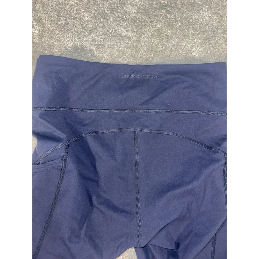 womens outdoor voices blue color‎ block leggings pockets drawstring Small